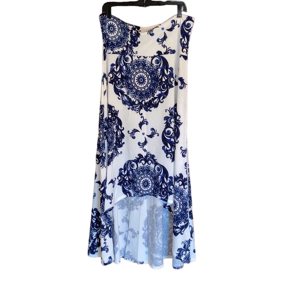 LuLaRoe Size XL (18-20) High-Low Olivia Maxi Skirt - Blue and white design